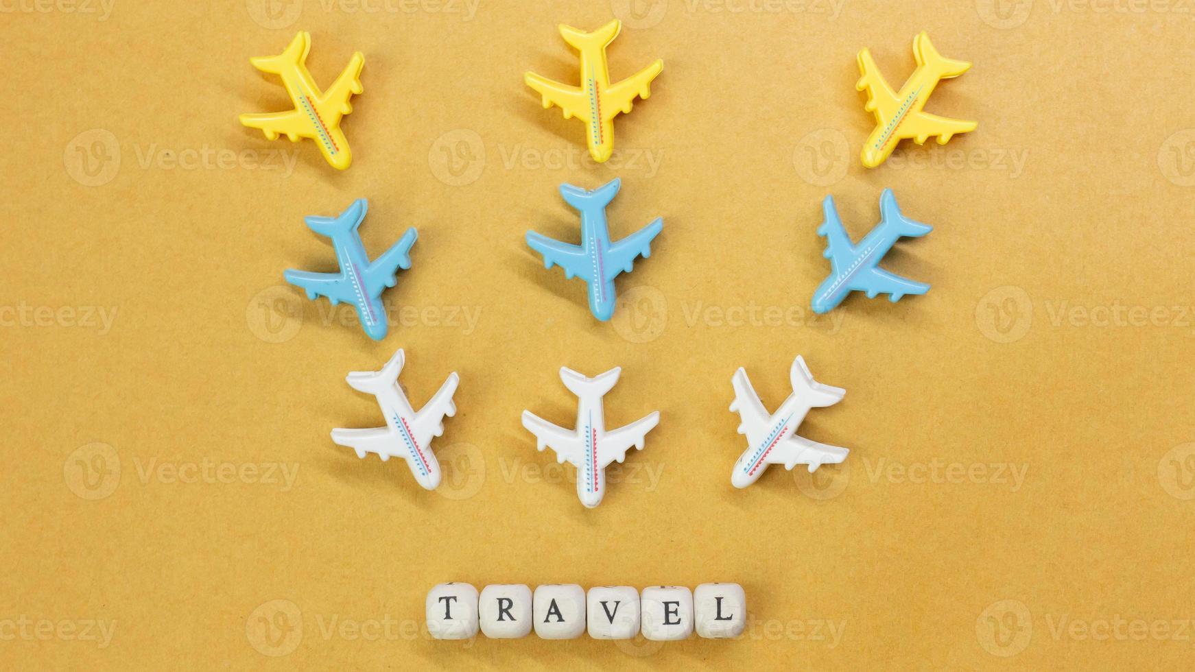 travel  wood cube close up image  for travel content. photo