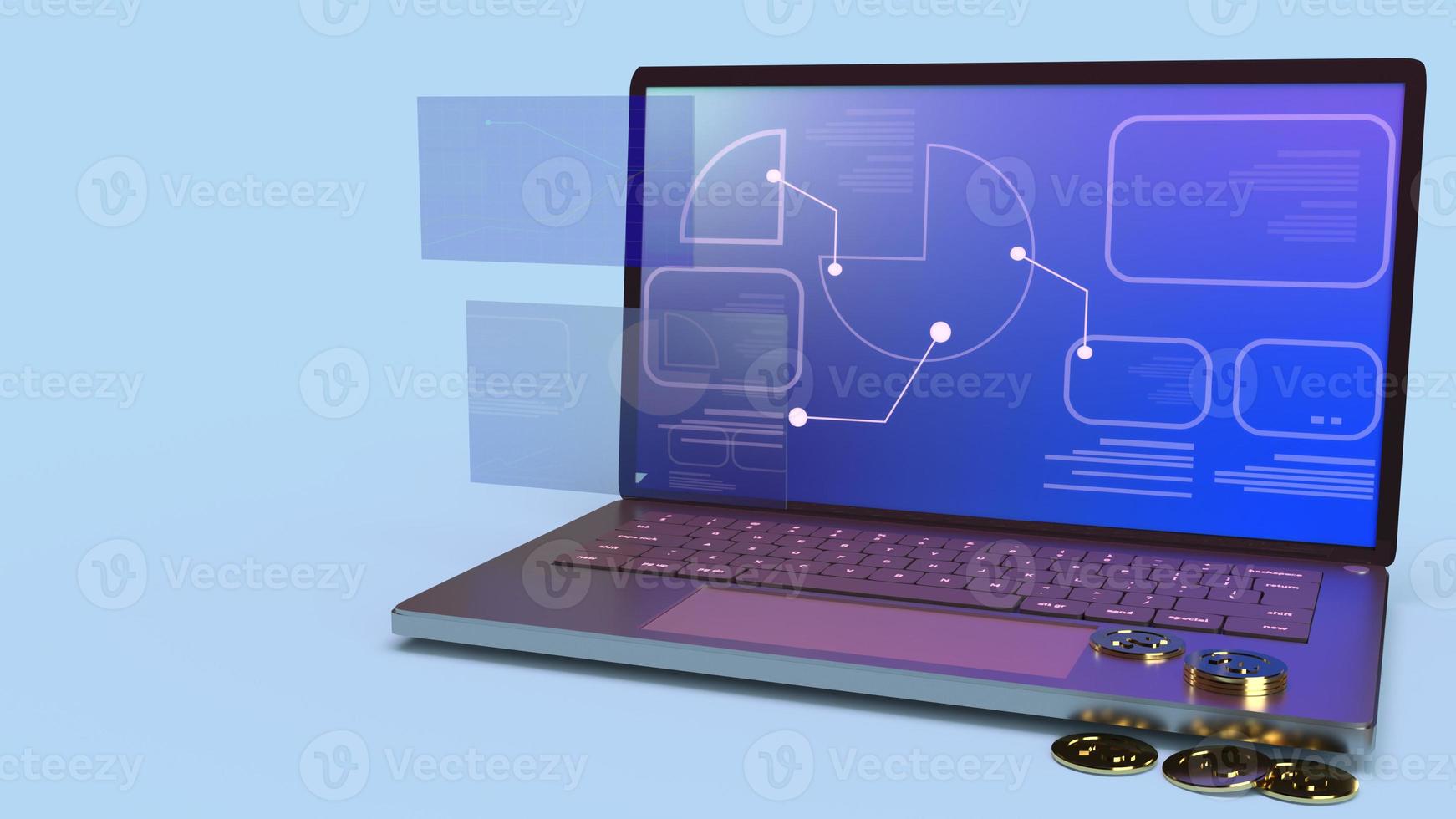 notebook chart on screen  for business content 3d rendering. photo
