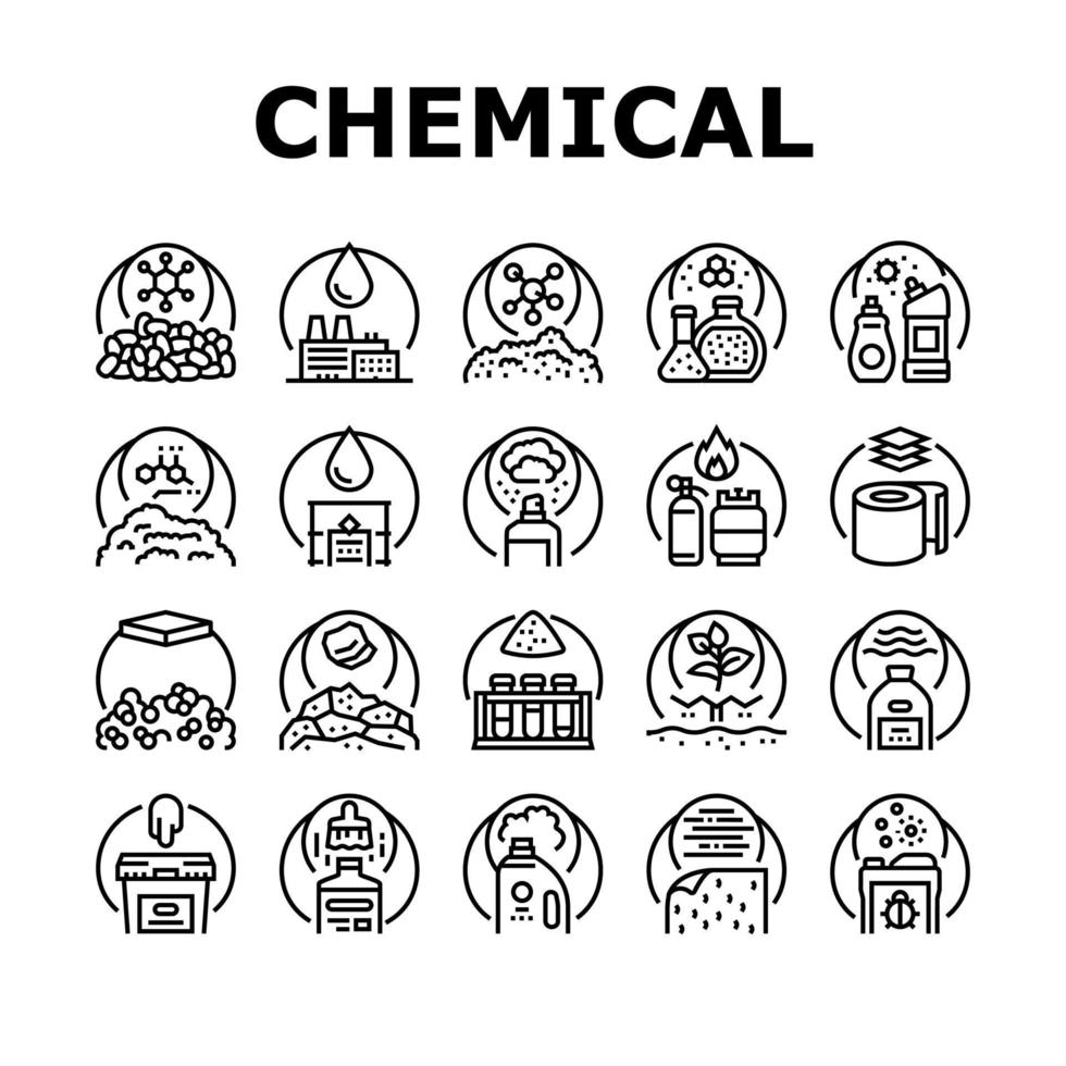 conjunto de iconos de producción de la industria química vector