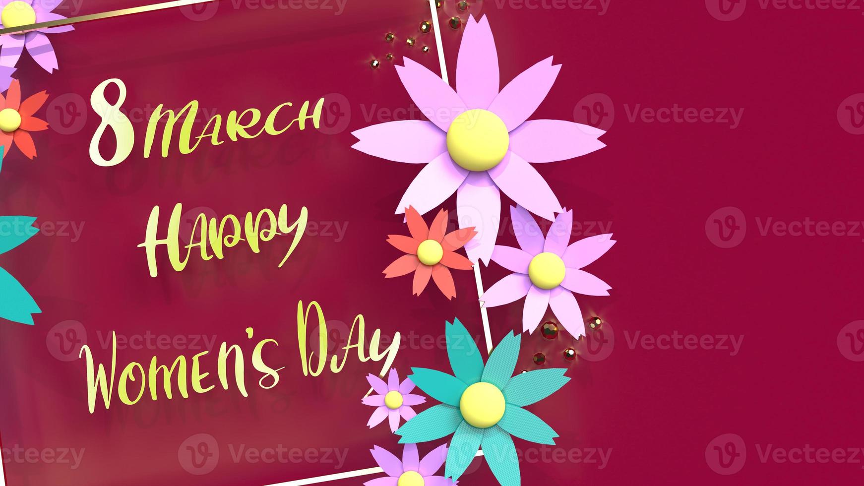 flowers and gold 3d rendering for women day content. photo