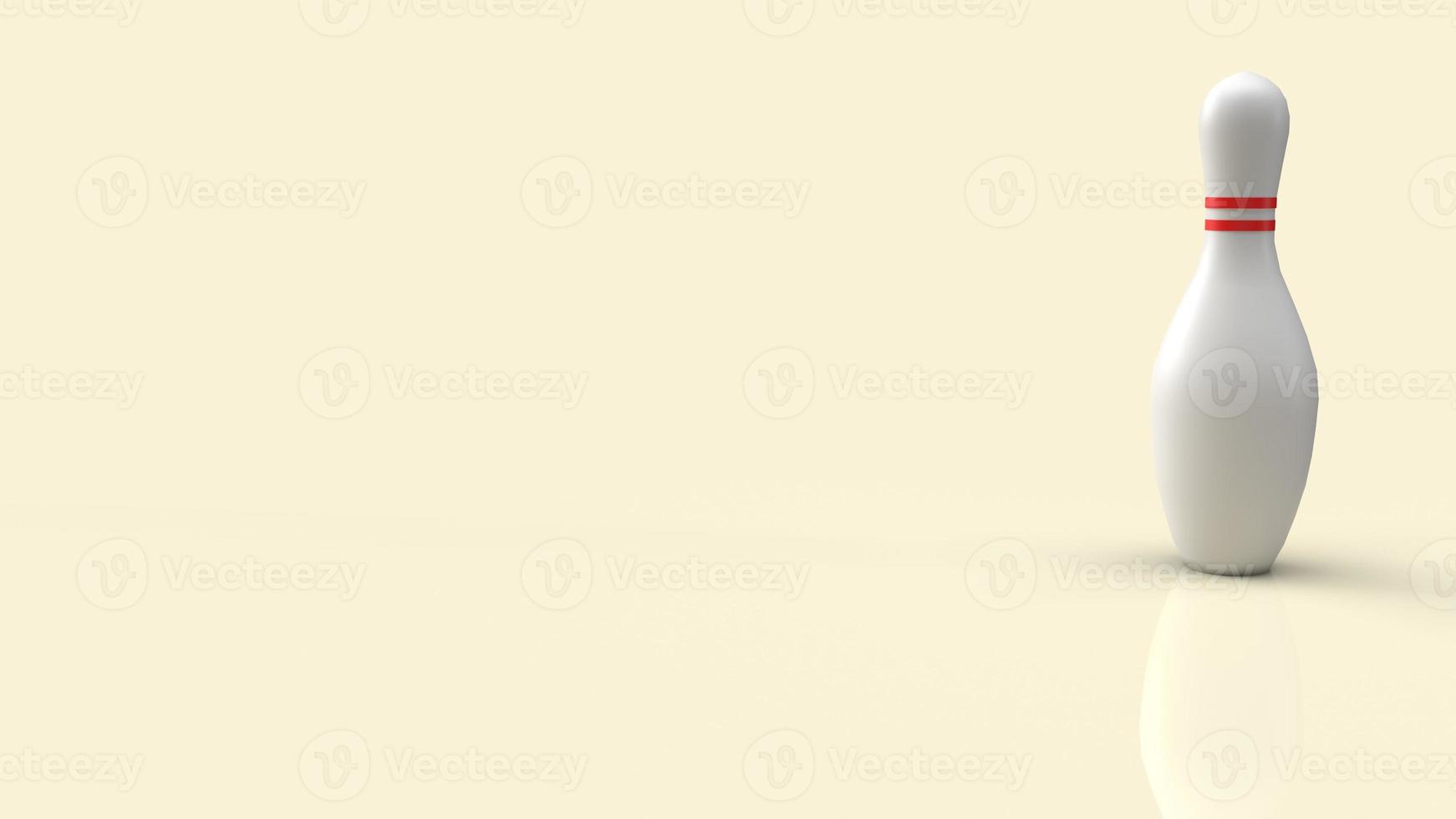 white bowling pin on yellow background for sport content 3d rendering. photo