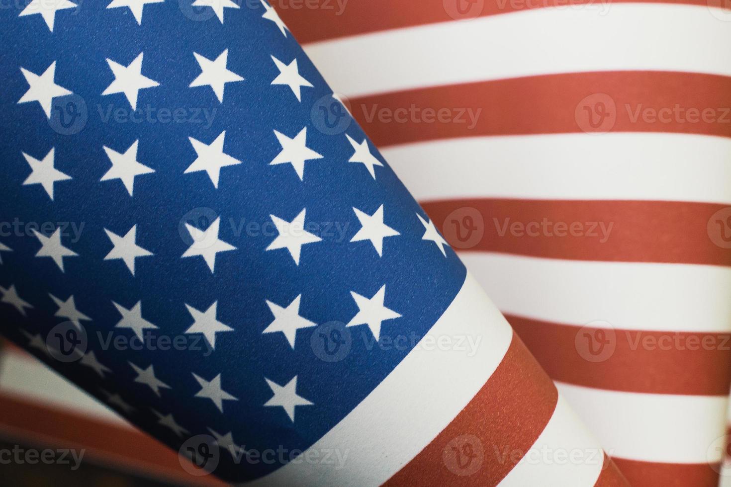 The Veterans Day  concept united states of America flag on black background. photo