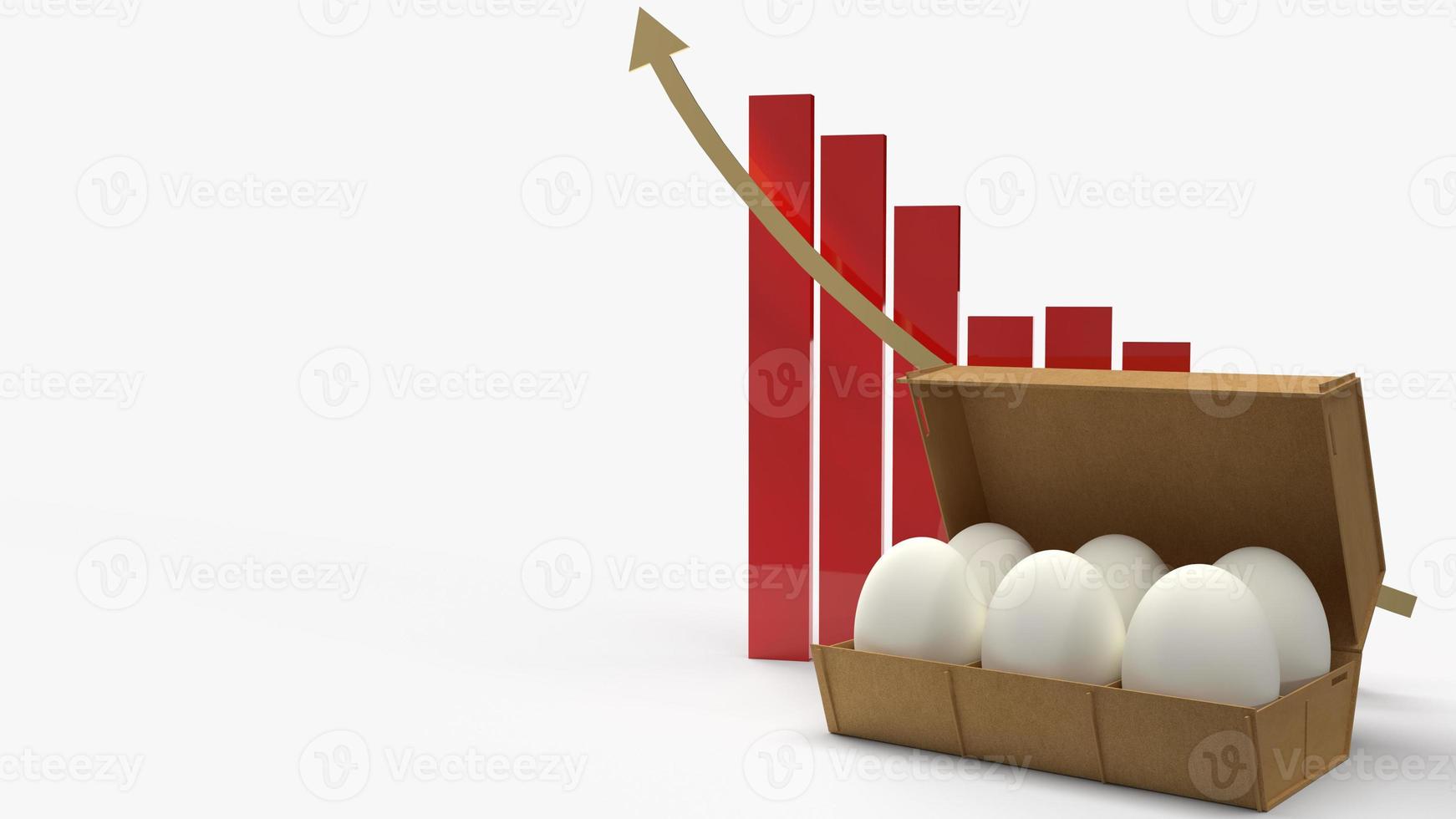 eggs in paper box and chart on white background 3d rendering for food content. photo