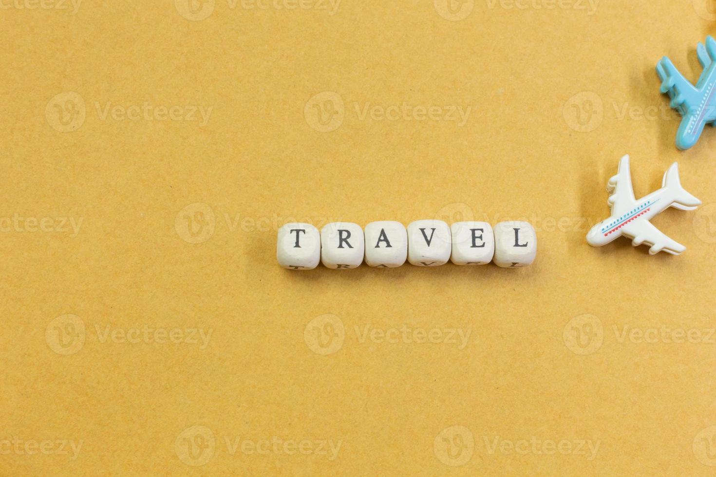 travel  wood cube close up image  for travel content. photo