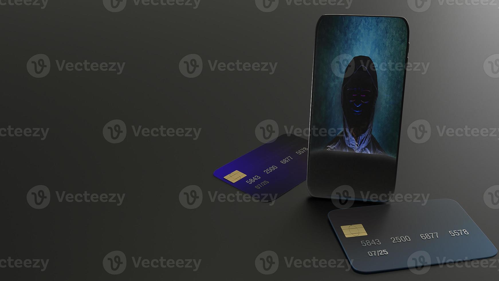 mobile and credit card for cybersecurity concept 3d rendering. photo