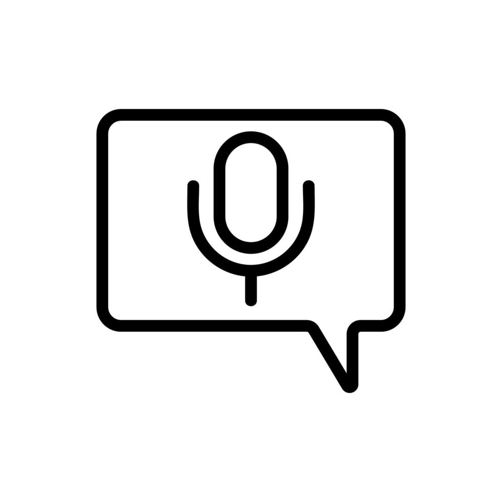 microphone, message icon vector. Isolated contour symbol illustration vector