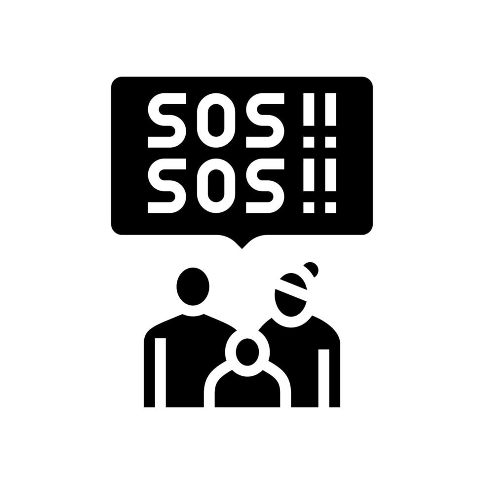 family refugee sos glyph icon vector illustration