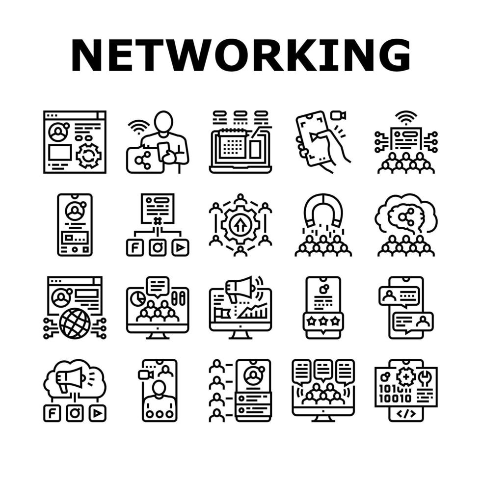 conjunto de iconos de aplicaciones en línea de redes sociales vector