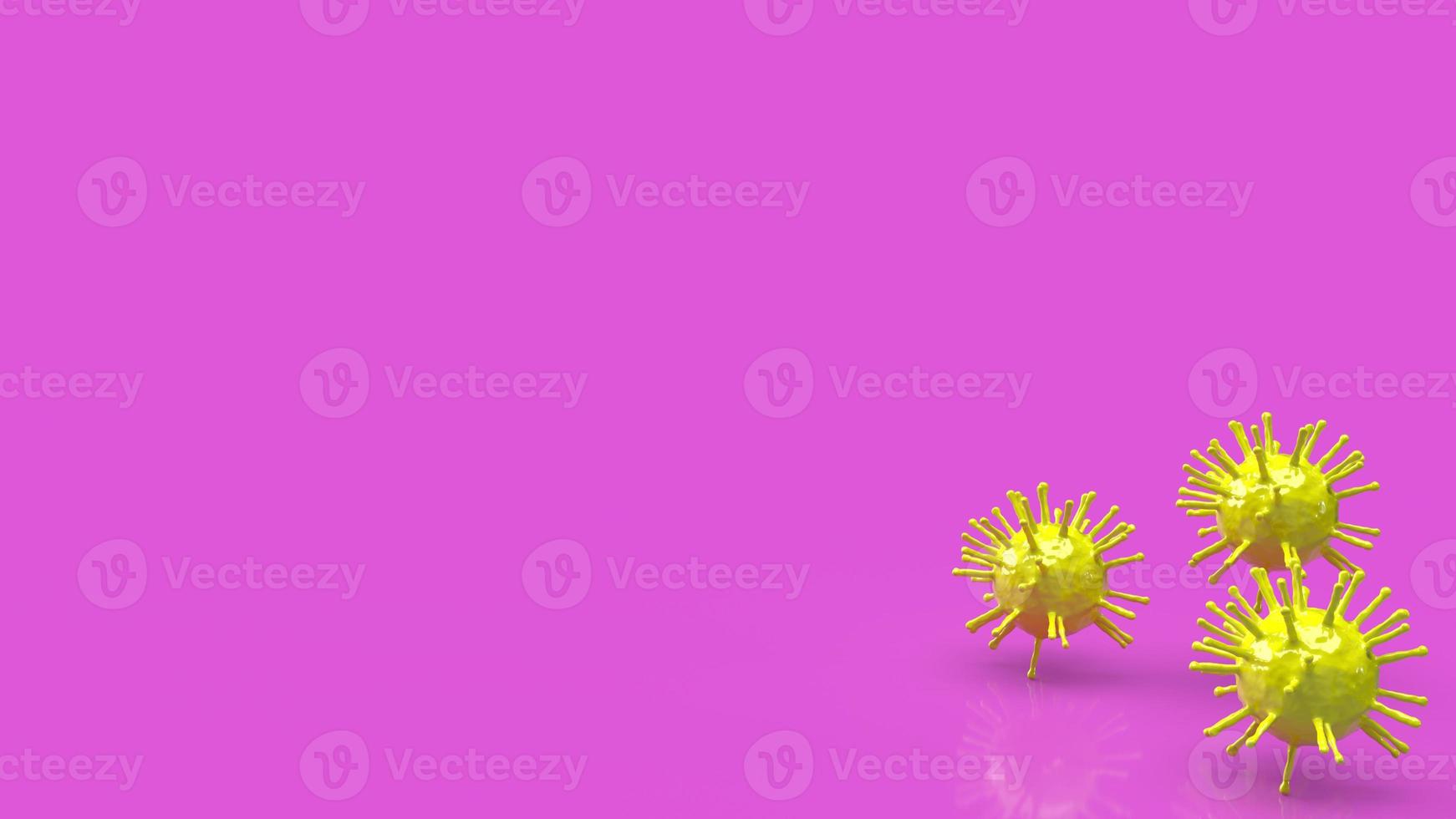 The yellow virus on pink background for outbreak content 3d rendering photo