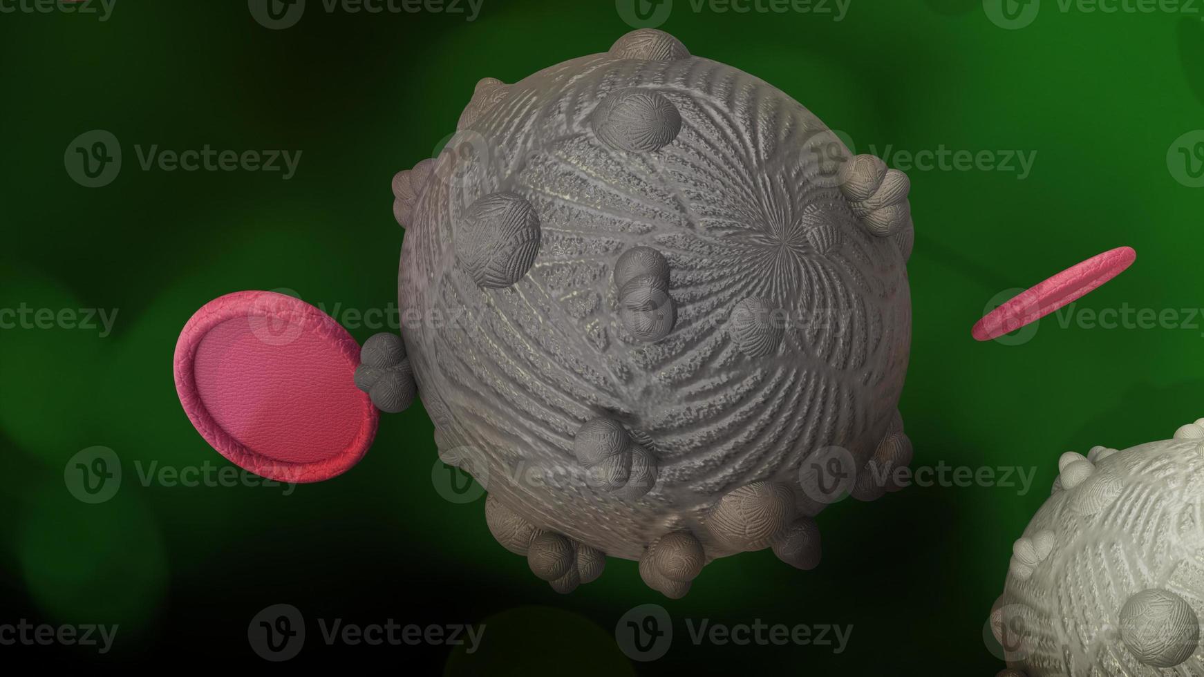 The virus in green dark tone 3d rendering for  medicine  and  healthcare content. photo