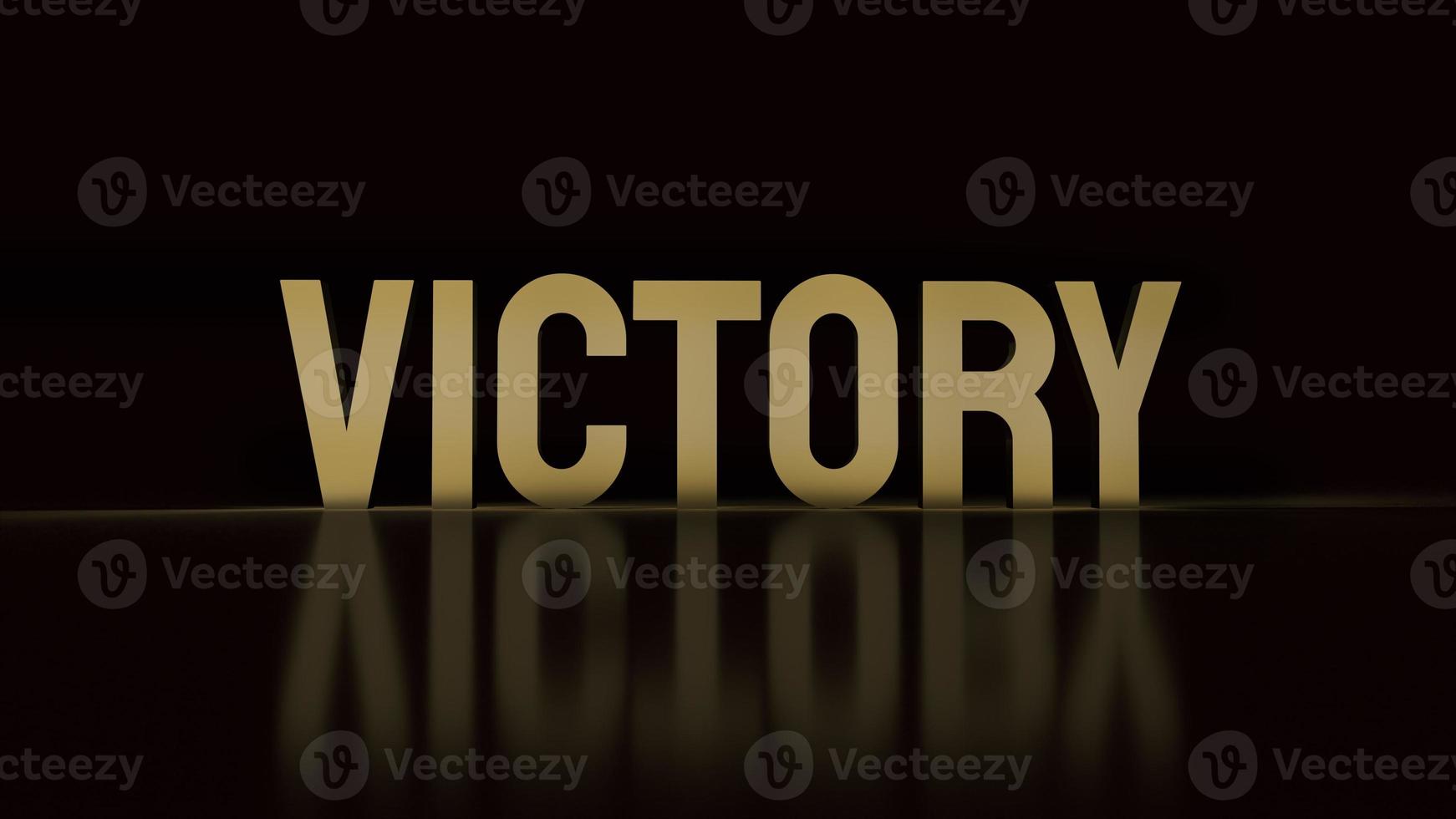 The victory text gold surface in black background 3d rendering. photo