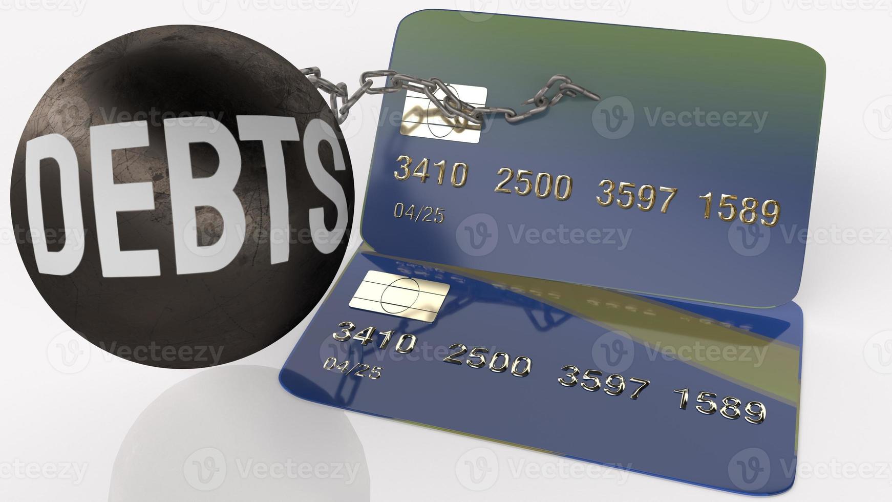 credit card and Debts metal ball 3d rendering  for Financial concept photo