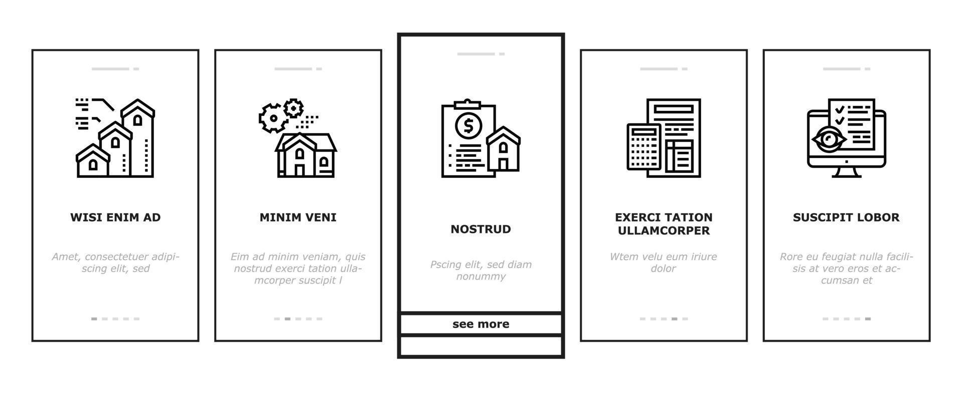 Mortgage Real Estate Onboarding Icons Set Vector