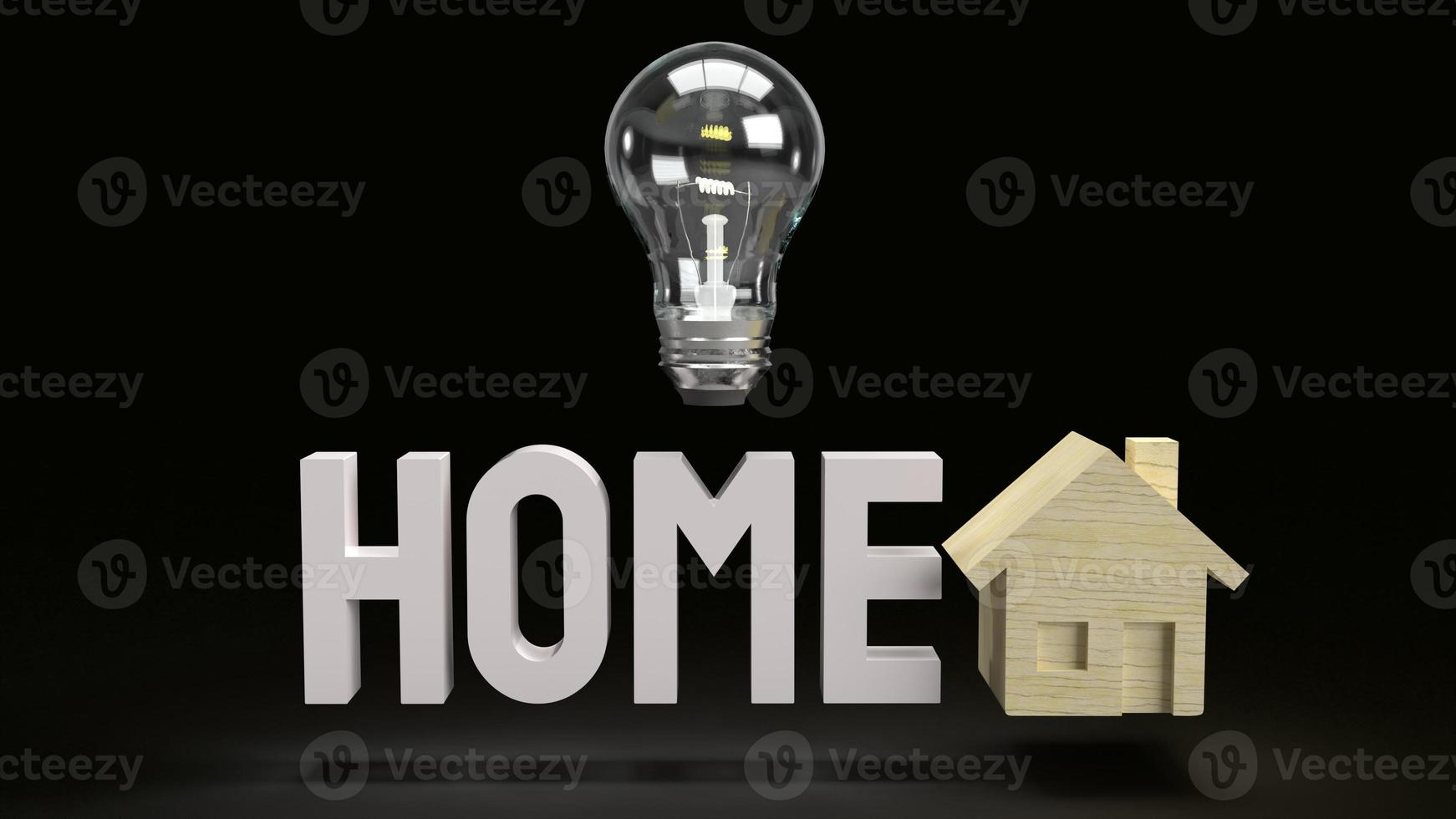 home wood toy and Light bulb for property content 3d rendering. photo