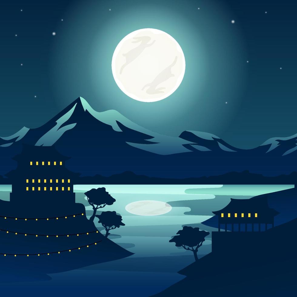 Full Moon in Mid Autumn Festival vector