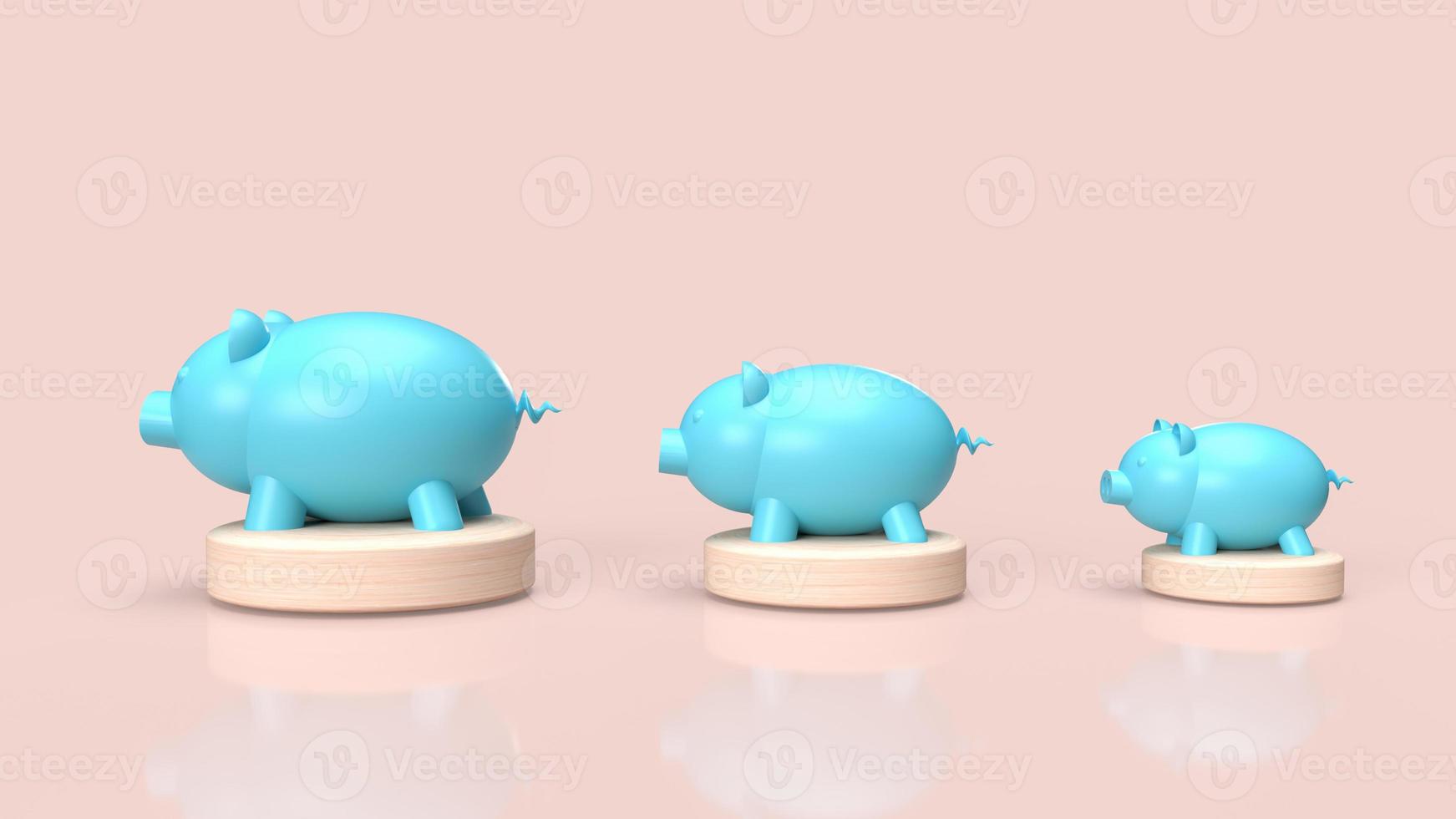 The blue piggy bank   for business concept 3d rendering photo