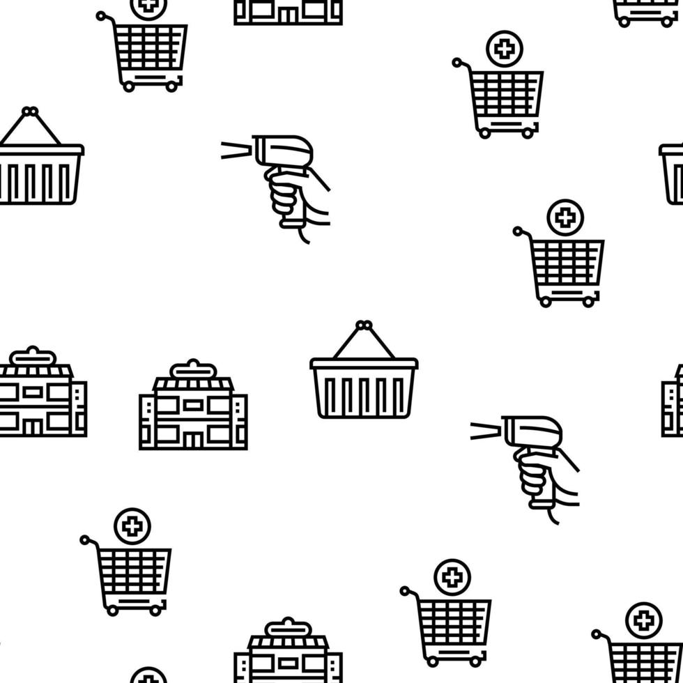 Supermarket Store Vector Seamless Pattern