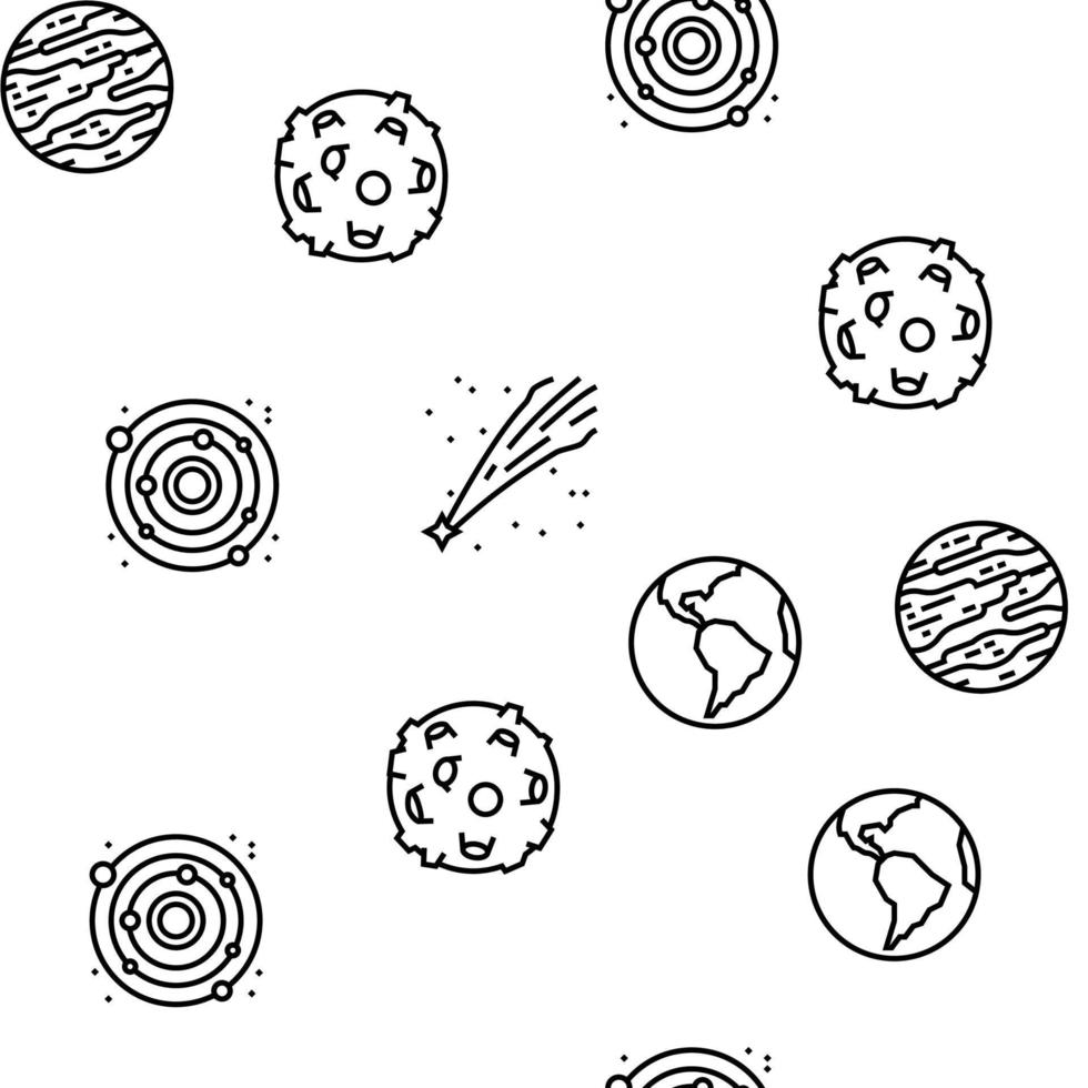 Galaxy System Space Vector Seamless Pattern