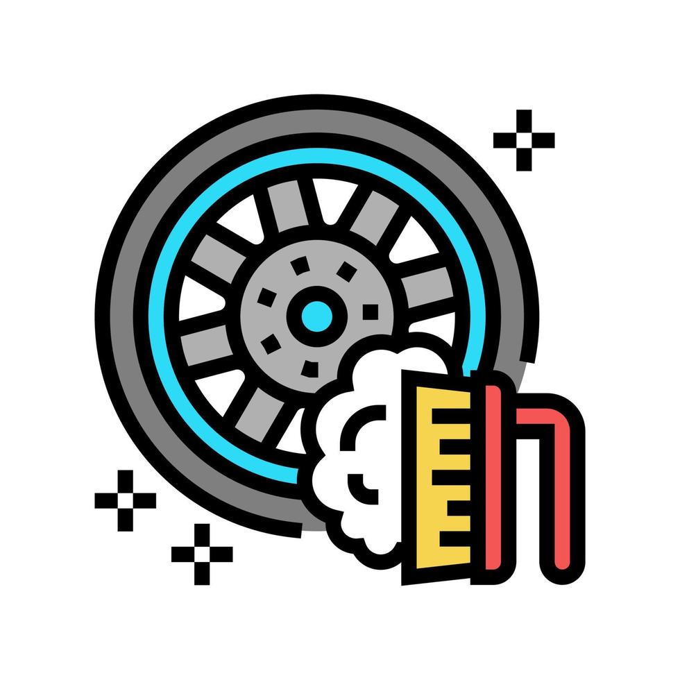 limpieza lavado coche rueda color icono vector ilustración