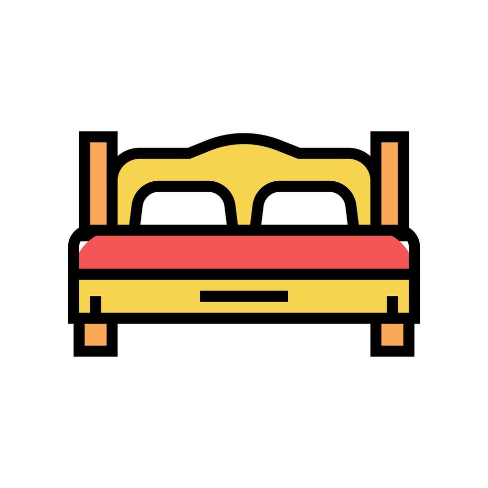 bed in motel apartment color icon vector illustration