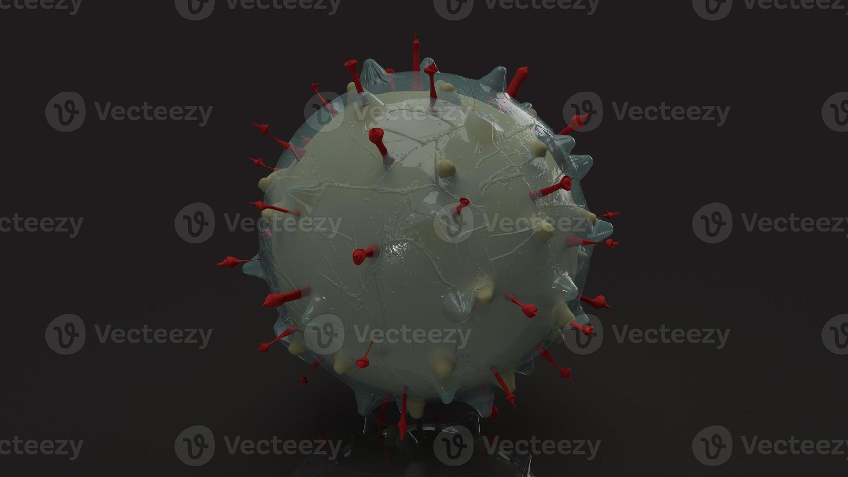 virus  in black background 3d rendering for sci or medical content photo