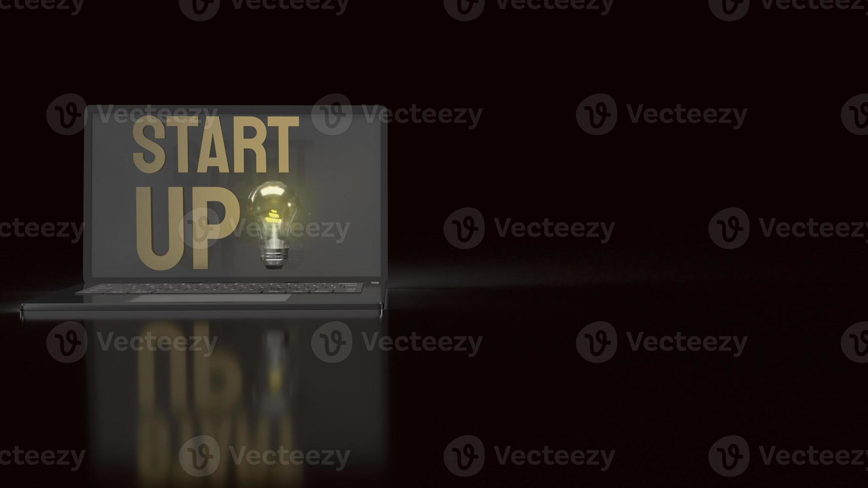 light bulb and start up text  on notebook for idea content 3d rendering. photo