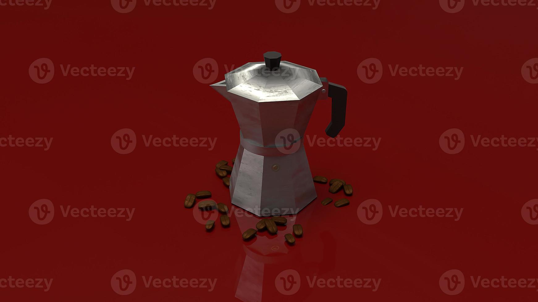 vintage coffee pot on red background 3d rendering. photo