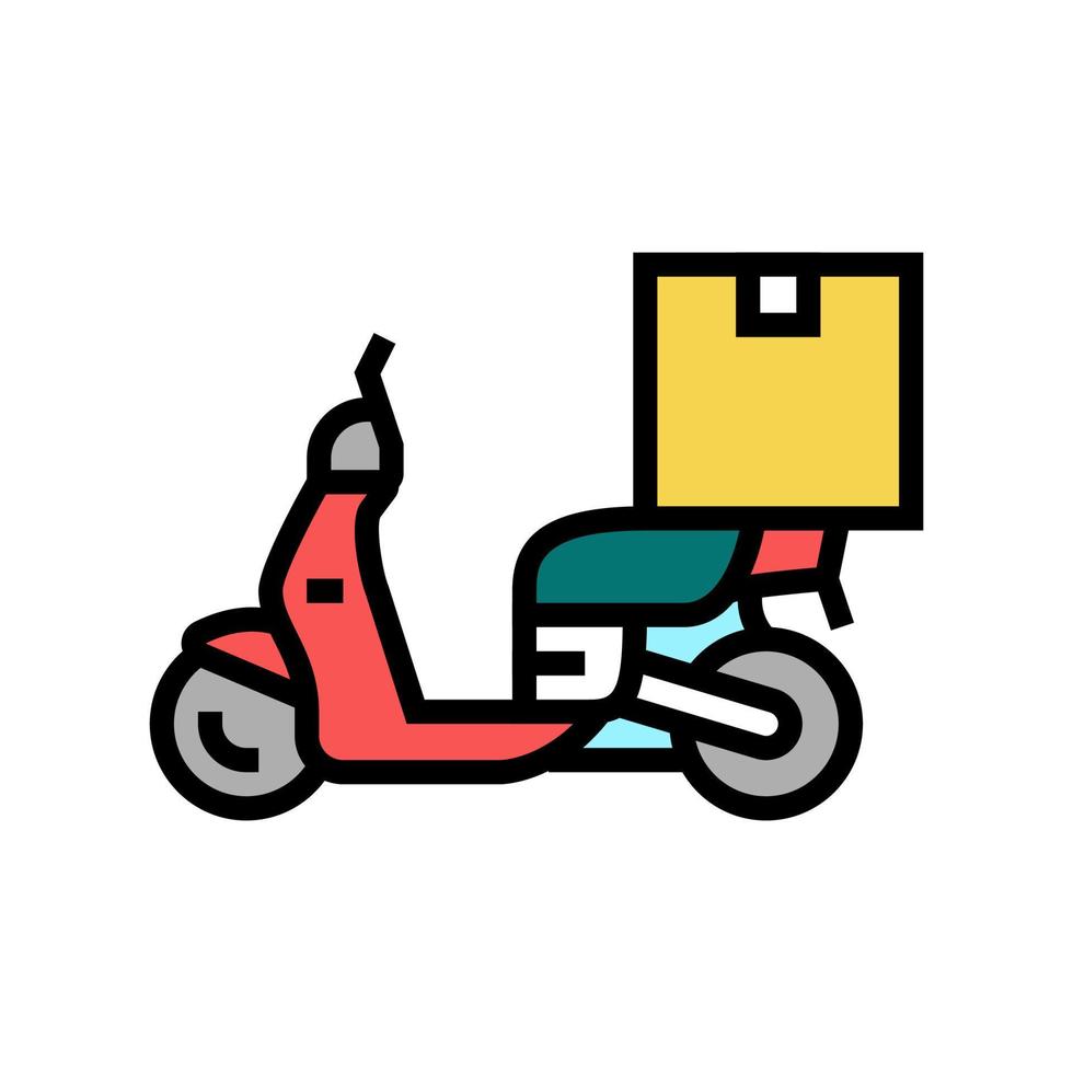 Ilustración de vector de icono de color de entrega de moto