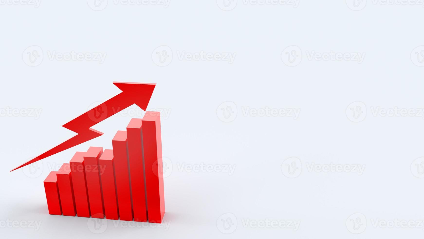 The red arrow and chart on white background 3d rendering for business content. photo