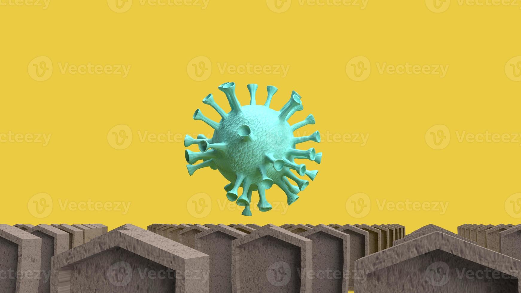 gravestone and virus for coronavirus content 3d rendering. photo