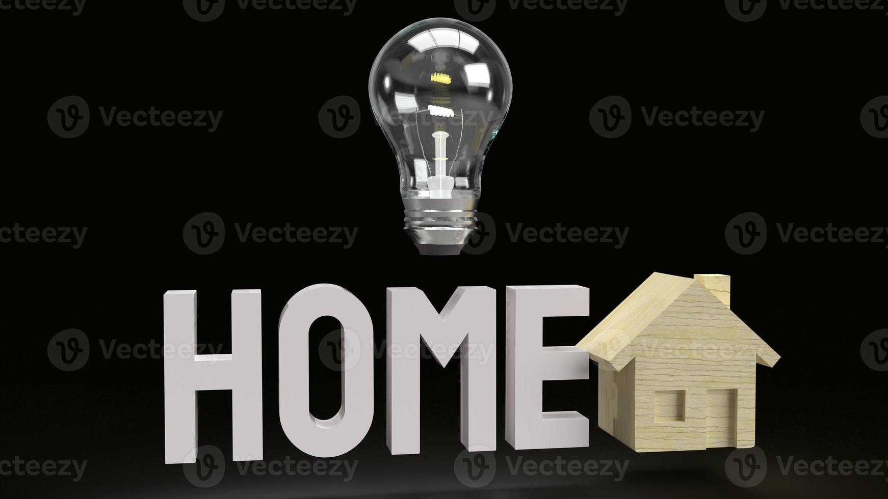 home wood toy and Light bulb for property content 3d rendering. photo