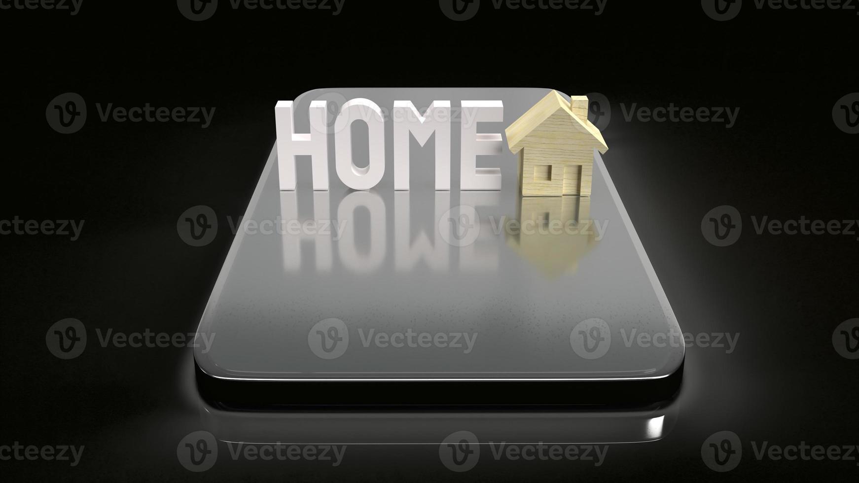 The home wood toy and  mobile phone for property content 3d rendering. photo