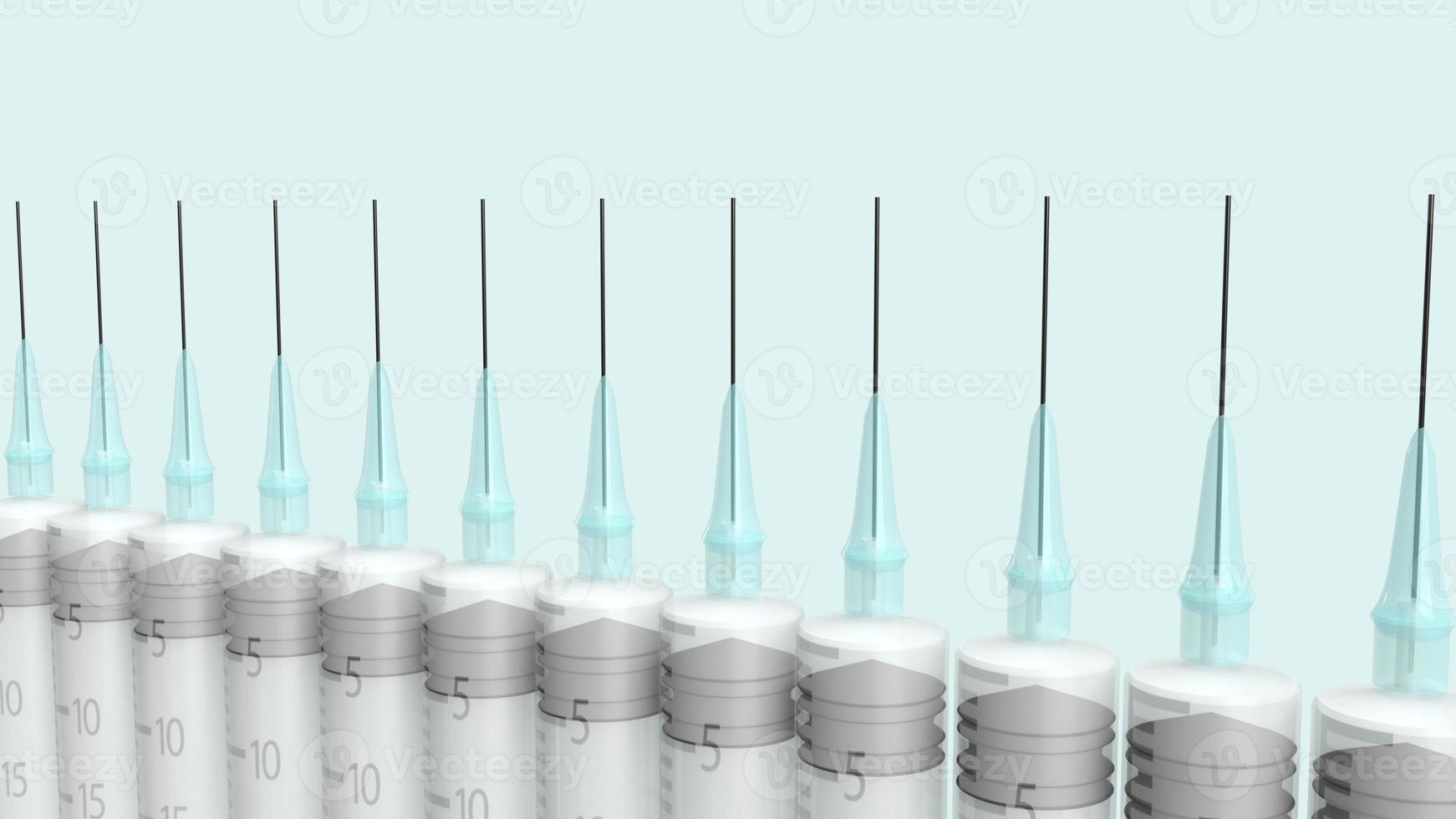 aguja de inyección sobre fondo azul pastel representación 3d para contenido médico. foto