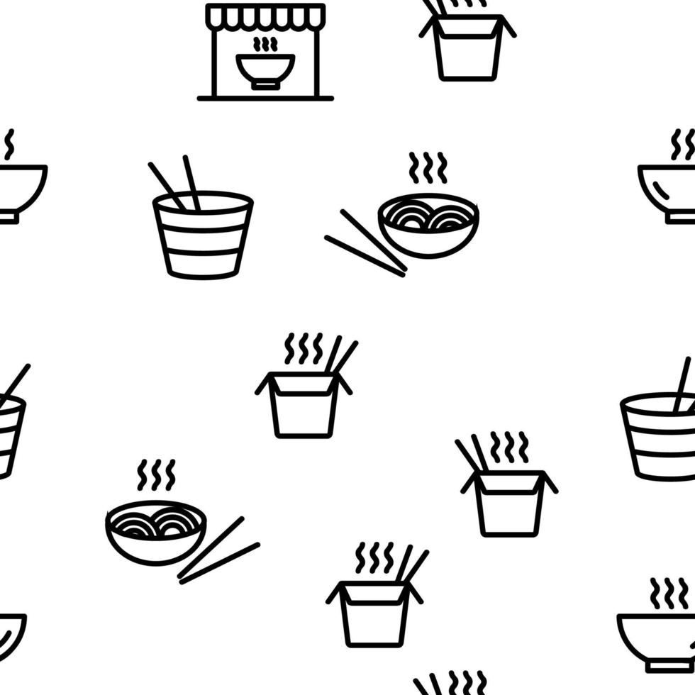 Ramen Spaghetti Food Vector Seamless Pattern