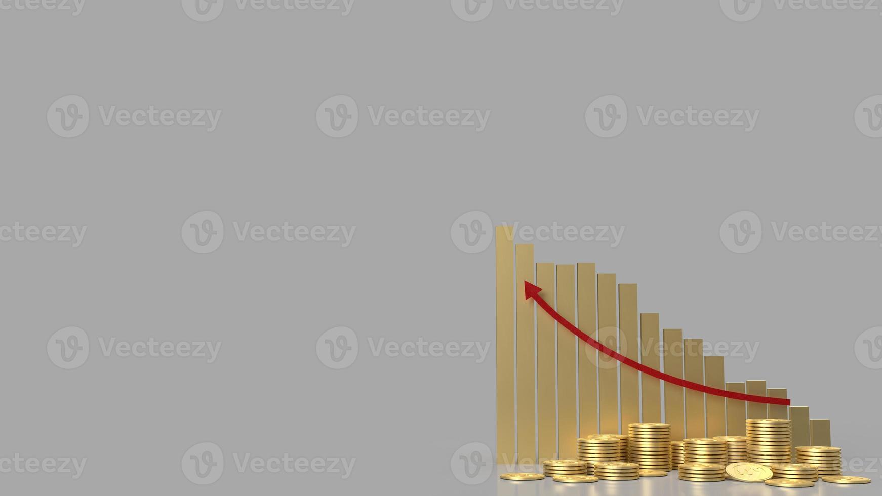 The gold chart and coins group for business content 3d rendering. photo