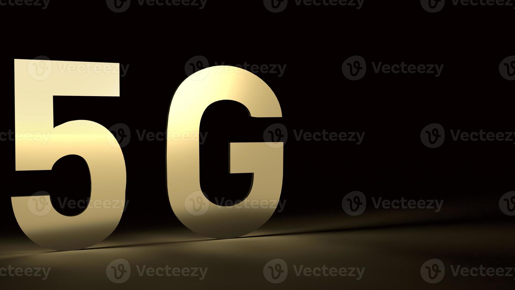 The 5g gold in the dark 3d rendering for technology content. photo