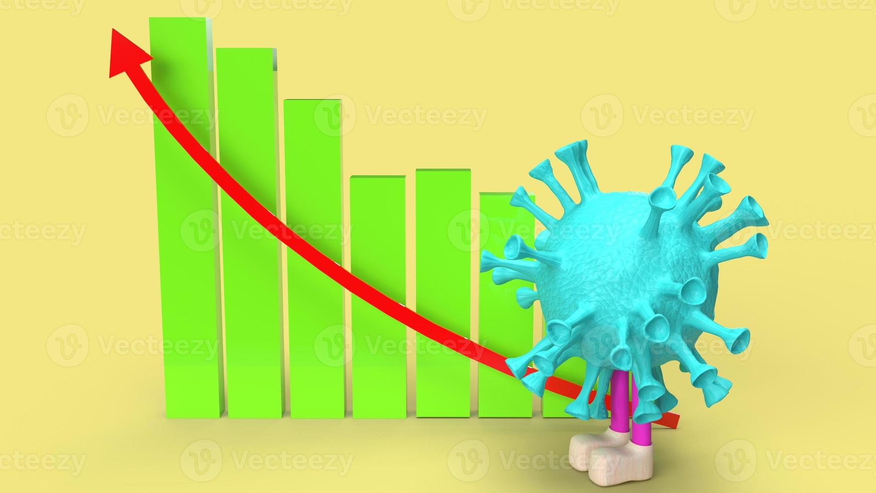 gráfico de virus y representación 3d multicolor de flecha. foto