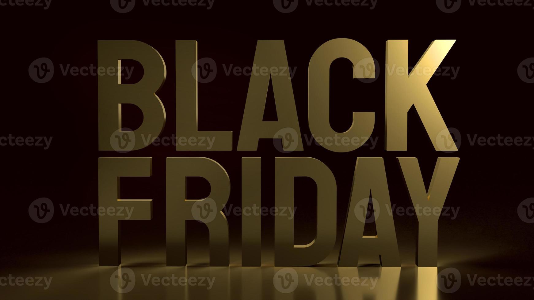 gold Black Friday text on black background for holiday shopping  3d rendering. photo