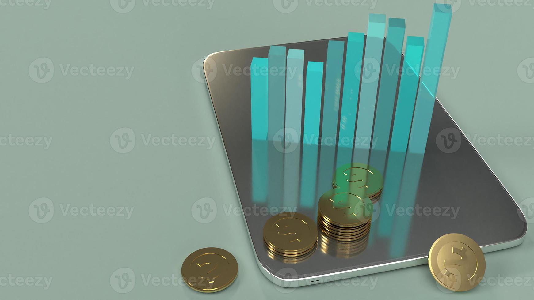 tablet  and chart 3d rendering for business content. photo