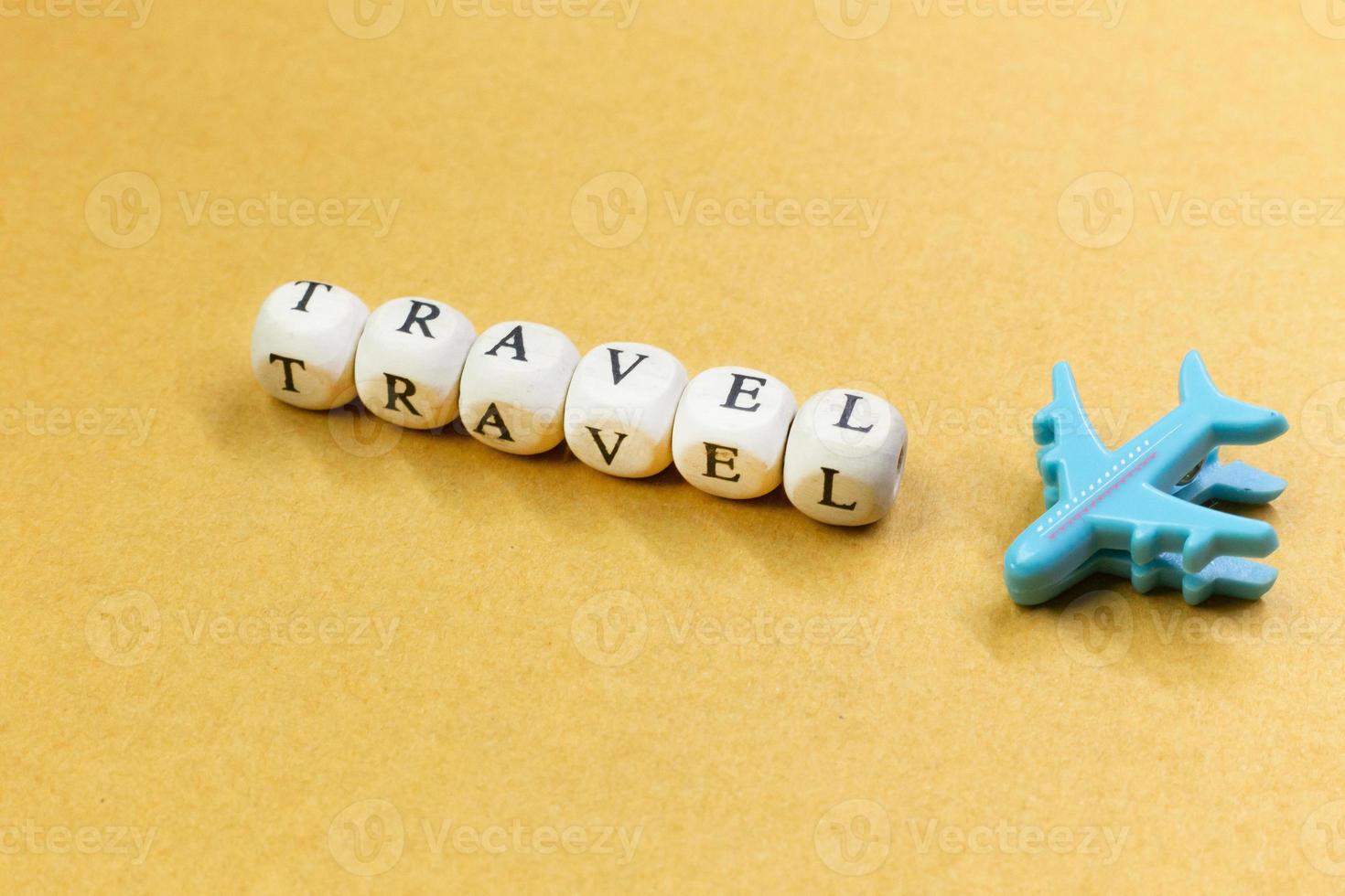 travel  wood cube close up image  for travel content. photo