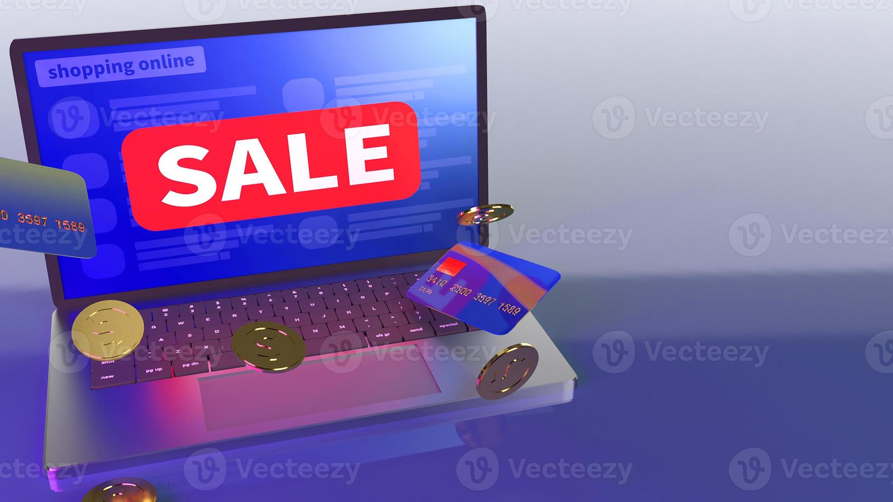 notebook and credit card for shopping online concept 3d rendering photo