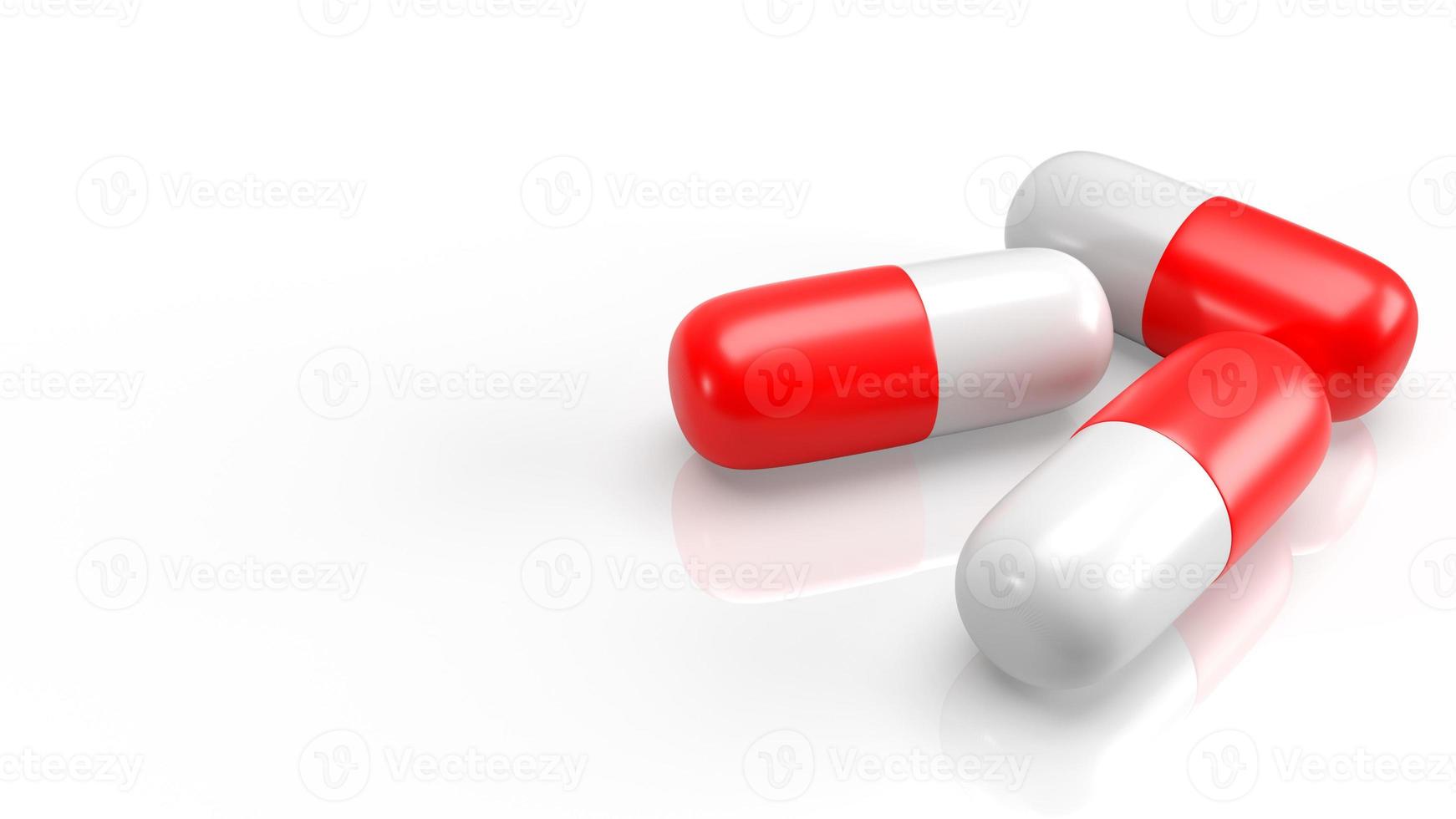 red white capsule 3d rendering for medical content. photo