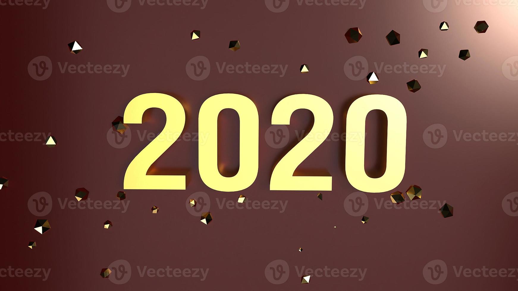 3d rendering 2020 gold number for new year  concept. photo