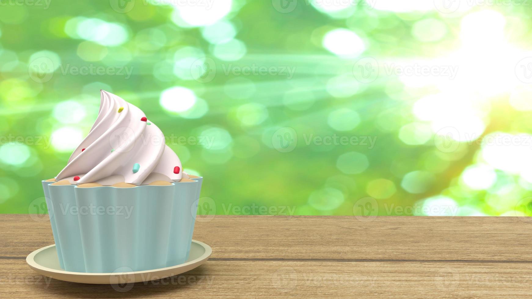 cupcake  3d rendering for sweet food content. photo