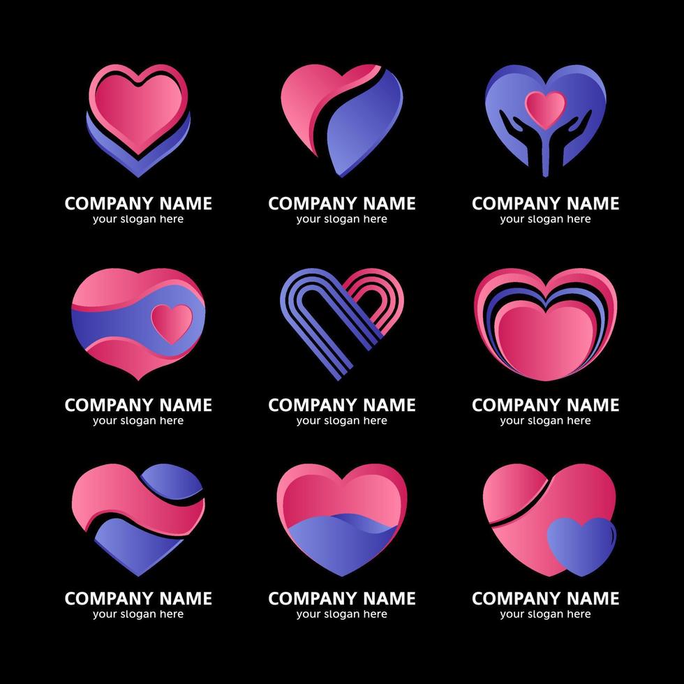 conjunto de logotipo de corazón vector