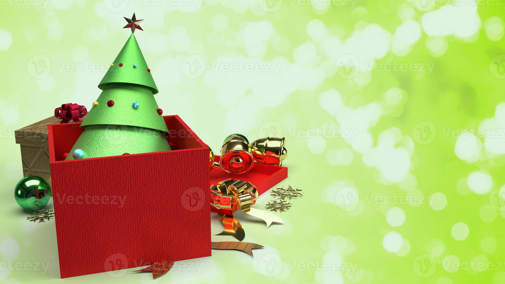 Christmas tree in gift box 3d rendering for Christmas content. photo