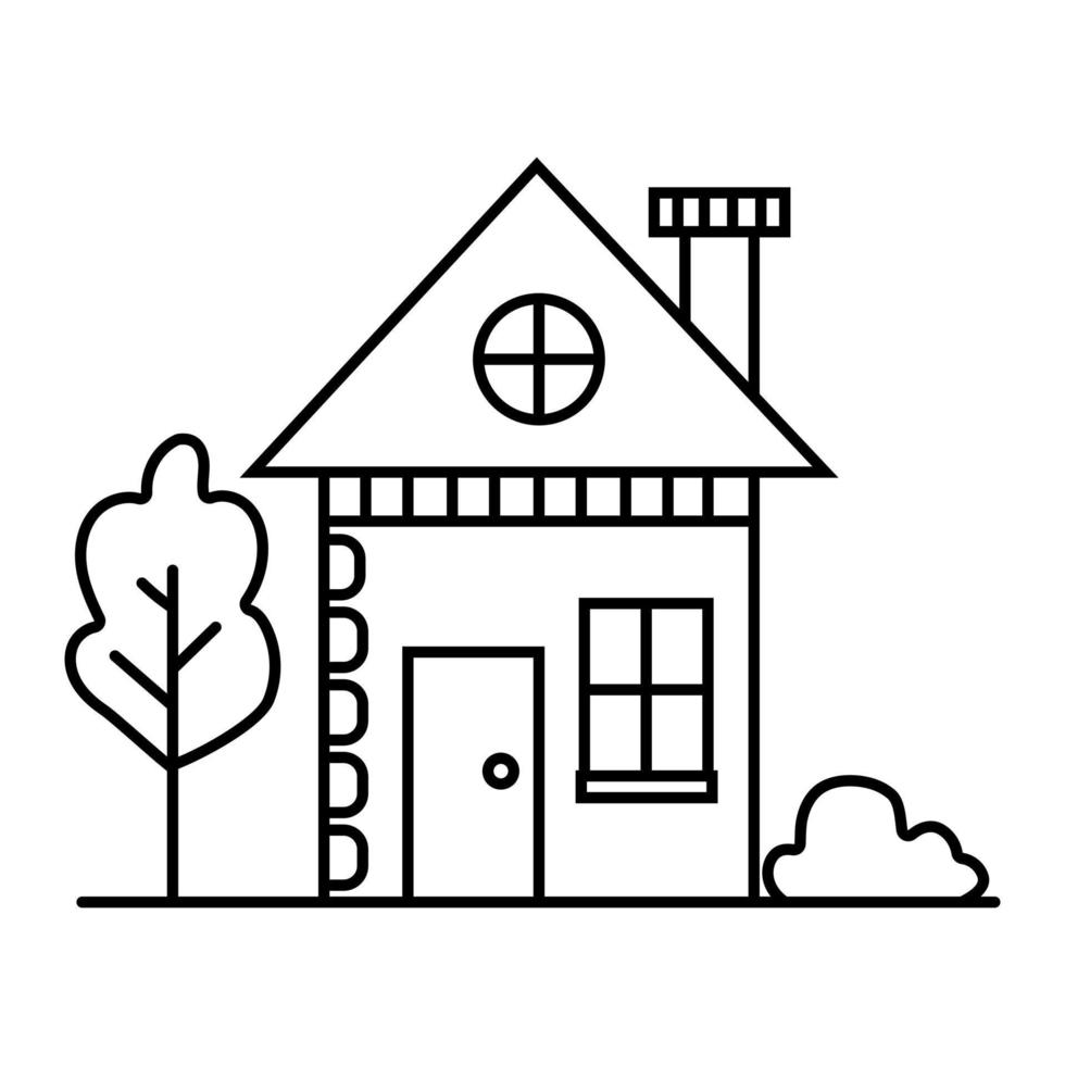 illustration of funny house, doodle concept, good for coloring book, for kids vector