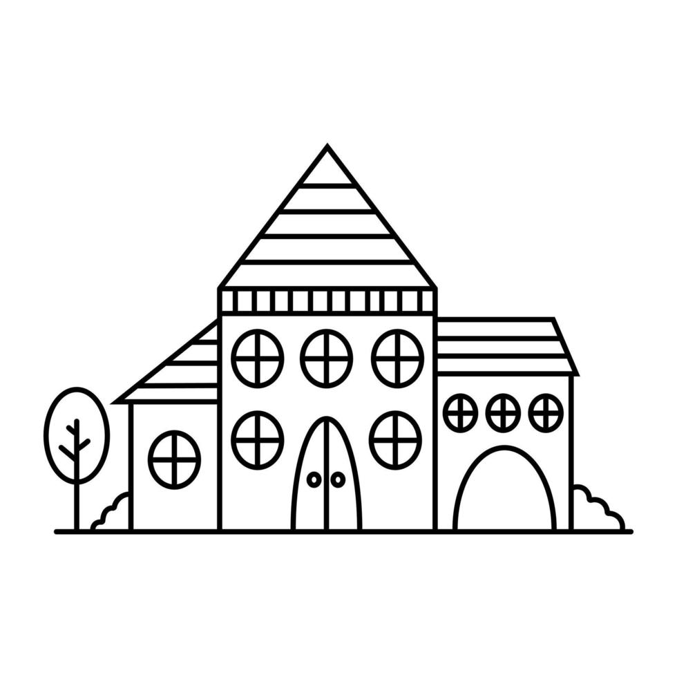 illustration of funny house, doodle concept, good for coloring book, for kids vector