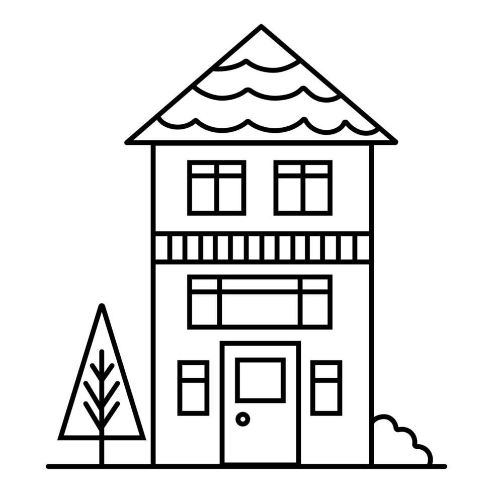 illustration of funny house, doodle concept, good for coloring book, for kids vector