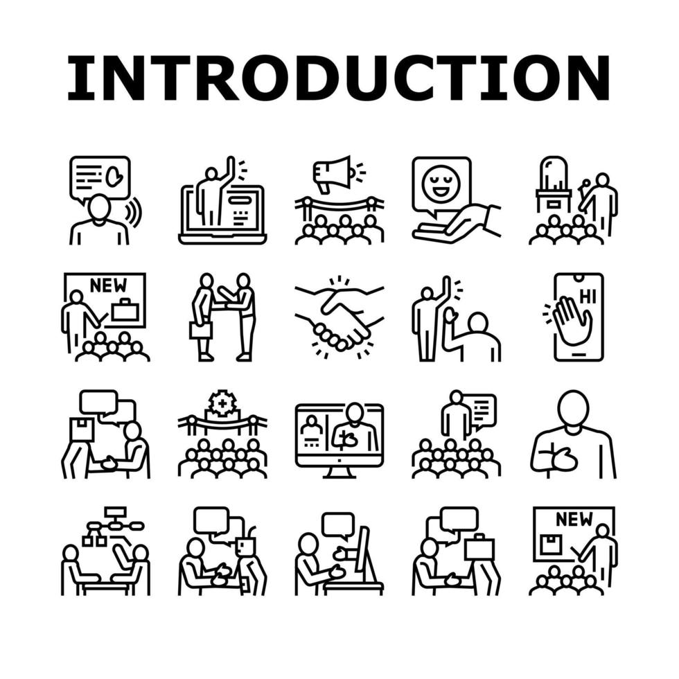 Introduction Speech Collection Icons Set Vector